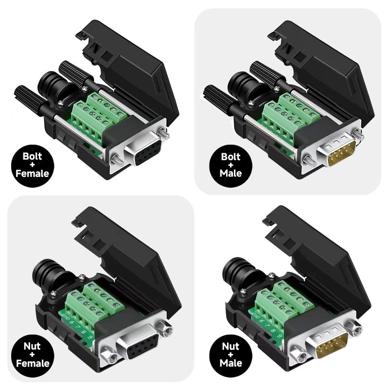 YIOVVOM DB9 Breakout Connector, Male 9 pin RS232 connectors, Solderless D-SUB RS485 Serial Adapter Module Board with Screw Terminals, Case (Male Serial Adapter + Nut) - Image 5